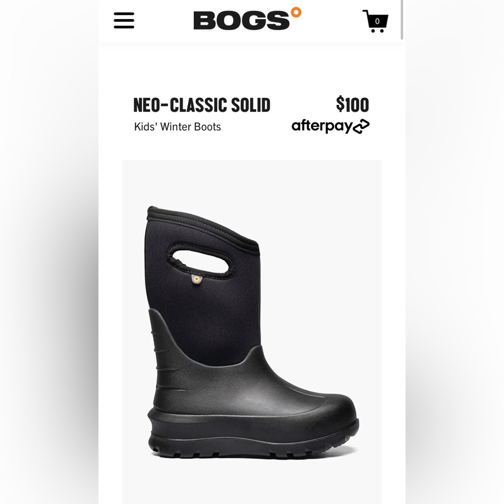 Bogs Neo- classic Big Kids Size 4 in black
